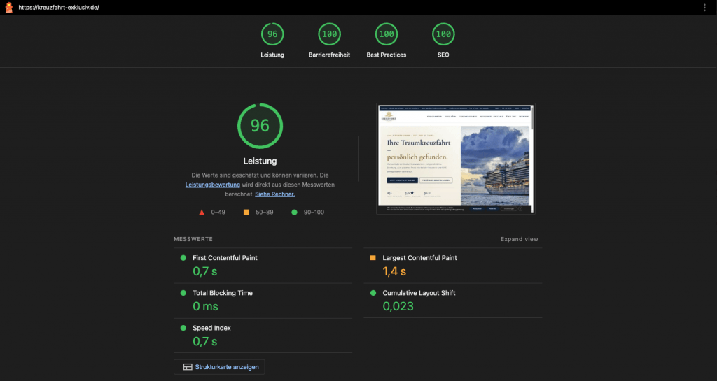 Lighthouse report vom 08.03.2026 22:43 - Barrierefreiheit: 100/100 